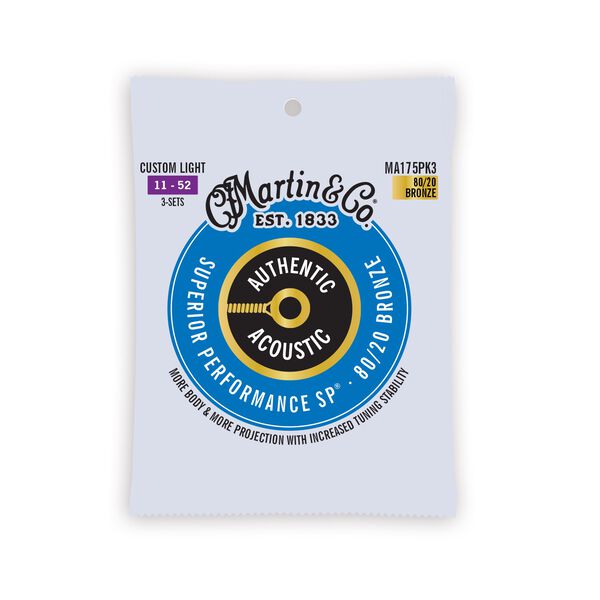 Authentic Acoustic SP Guitar Strings 80 20 Bronze Martin Guitar